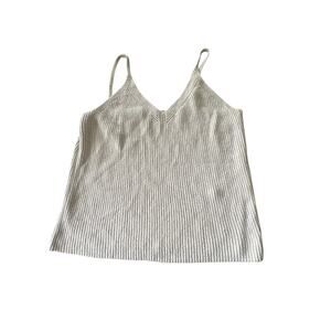 Banana Republic Prima Cotton Hemp Ivory Knit Tank Top Size L - Read